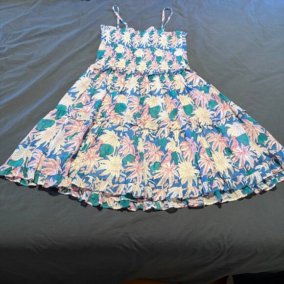 NWOT Oliphant Smocked Back Mini Dress in Cayman Blue 100% cotton size XS - Picture 3 of 10